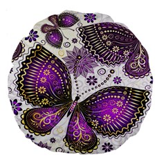 Purple Butterflies, Abstract, Floral, Flowers Large 18  Premium Flano Round Cushions from ArtsNow.com Front