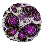 Purple Butterflies, Abstract, Floral, Flowers Large 18  Premium Flano Round Cushions