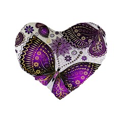 Purple Butterflies, Abstract, Floral, Flowers Standard 16  Premium Flano Heart Shape Cushions from ArtsNow.com Back