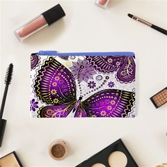 Purple Butterflies, Abstract, Floral, Flowers Cosmetic Bag (XS) from ArtsNow.com Front