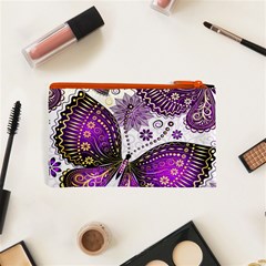 Purple Butterflies, Abstract, Floral, Flowers Cosmetic Bag (XS) from ArtsNow.com Back