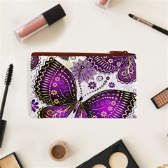 Purple Butterflies, Abstract, Floral, Flowers Cosmetic Bag (XS) from ArtsNow.com Back