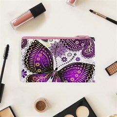 Purple Butterflies, Abstract, Floral, Flowers Cosmetic Bag (XS) from ArtsNow.com Back