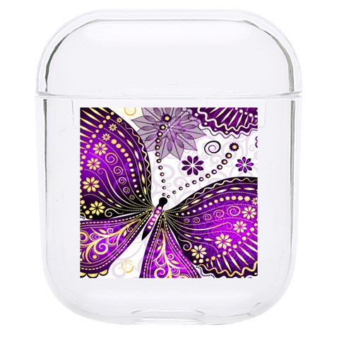 Purple Butterflies, Abstract, Floral, Flowers Hard PC AirPods 1/2 Case from ArtsNow.com Front