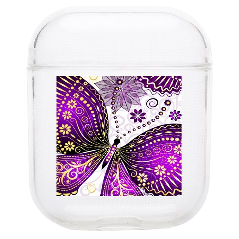 Purple Butterflies, Abstract, Floral, Flowers Soft TPU AirPods 1/2 Case from ArtsNow.com Front