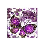 Purple Butterflies, Abstract, Floral, Flowers Satin Bandana Scarf 22  x 22 