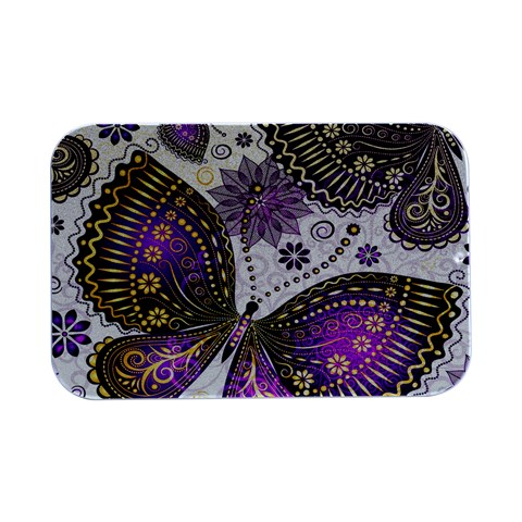 Purple Butterflies, Abstract, Floral, Flowers Open Lid Metal Box (Silver)   from ArtsNow.com Front