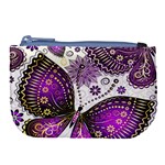 Purple Butterflies, Abstract, Floral, Flowers Large Coin Purse