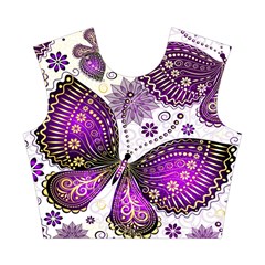 Purple Butterflies, Abstract, Floral, Flowers Cotton Crop Top from ArtsNow.com Front