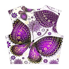 Purple Butterflies, Abstract, Floral, Flowers Cotton Crop Top from ArtsNow.com Back