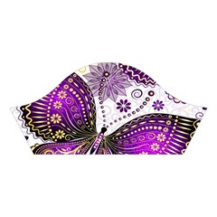 Purple Butterflies, Abstract, Floral, Flowers Cotton Crop Top from ArtsNow.com Left Sleeve