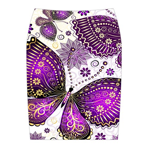 Purple Butterflies, Abstract, Floral, Flowers Midi Wrap Pencil Skirt from ArtsNow.com Back