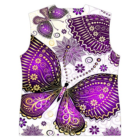 Purple Butterflies, Abstract, Floral, Flowers Women s Button Up Vest from ArtsNow.com Back