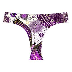 Purple Butterflies, Abstract, Floral, Flowers Cross Back Hipster Bikini Set from ArtsNow.com Front Under