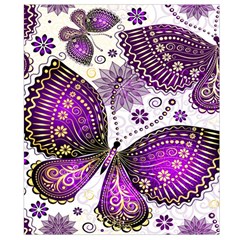 Purple Butterflies, Abstract, Floral, Flowers Waist Pouch (Small) from ArtsNow.com Back Strap