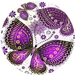 Purple Butterflies, Abstract, Floral, Flowers Wooden Bottle Opener (Round)