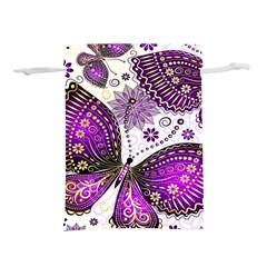 Purple Butterflies, Abstract, Floral, Flowers Lightweight Drawstring Pouch (M) from ArtsNow.com Front