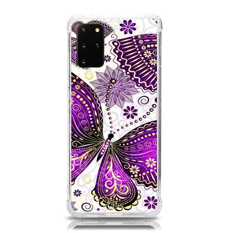 Purple Butterflies, Abstract, Floral, Flowers Samsung Galaxy S20 Plus 6.7 Inch TPU UV Case from ArtsNow.com Front