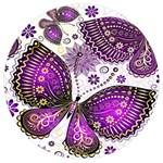 Purple Butterflies, Abstract, Floral, Flowers UV Print Acrylic Ornament Round