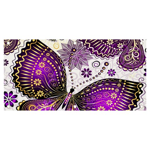 Purple Butterflies, Abstract, Floral, Flowers Banner and Sign 4  x 2  from ArtsNow.com Front