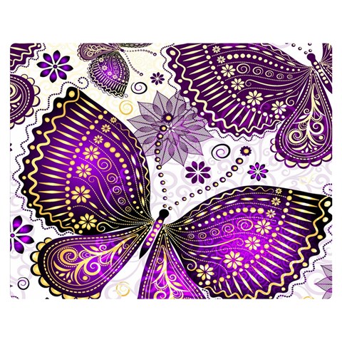 Purple Butterflies, Abstract, Floral, Flowers Premium Plush Fleece Blanket (Medium) from ArtsNow.com 60 x50  Blanket Front