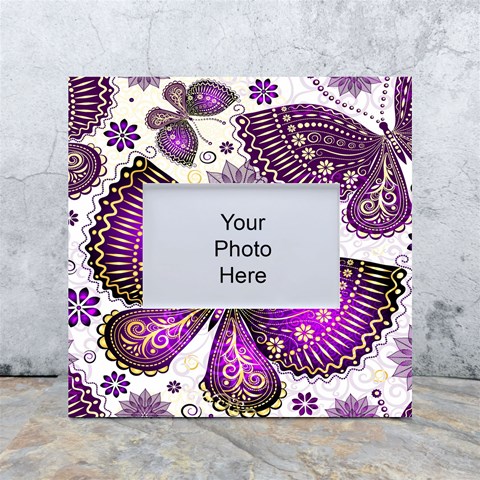 Purple Butterflies, Abstract, Floral, Flowers White Box Photo Frame 4  x 6  from ArtsNow.com Front