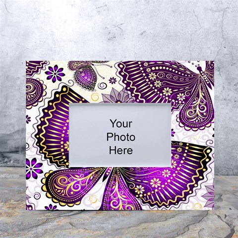 Purple Butterflies, Abstract, Floral, Flowers White Tabletop Photo Frame 4 x6  from ArtsNow.com Front