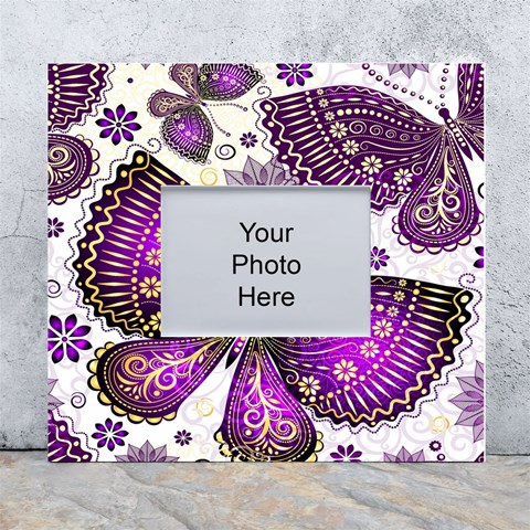 Purple Butterflies, Abstract, Floral, Flowers White Wall Photo Frame 5  x 7  from ArtsNow.com Front