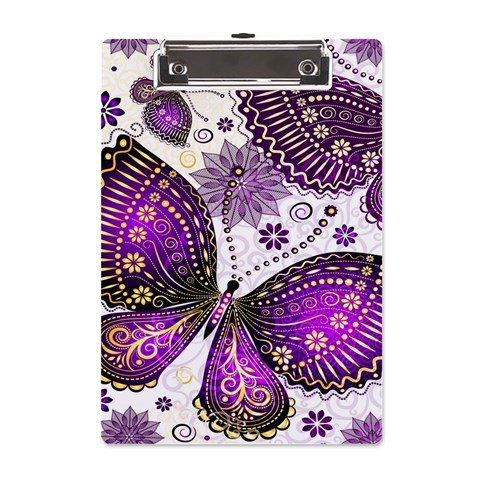 Purple Butterflies, Abstract, Floral, Flowers A5 Acrylic Clipboard from ArtsNow.com Front