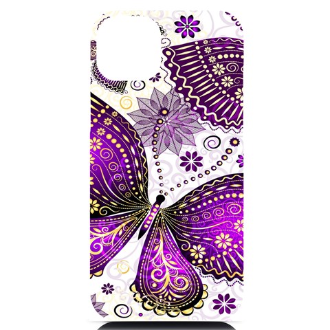 Purple Butterflies, Abstract, Floral, Flowers iPhone 14 Plus Black UV Print Case from ArtsNow.com Front