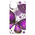 Purple Butterflies, Abstract, Floral, Flowers iPhone 14 Plus Black UV Print Case