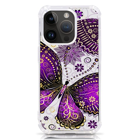 Purple Butterflies, Abstract, Floral, Flowers iPhone 14 Pro TPU UV Print Case from ArtsNow.com Front