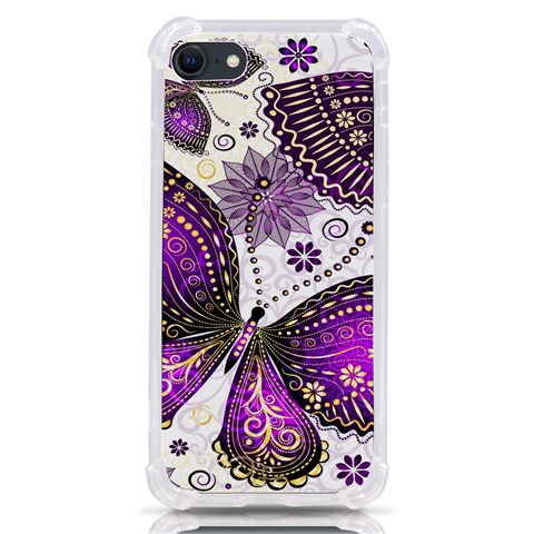 Purple Butterflies, Abstract, Floral, Flowers iPhone SE from ArtsNow.com Front