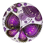 Purple Butterflies, Abstract, Floral, Flowers Round Glass Fridge Magnet (4 pack)