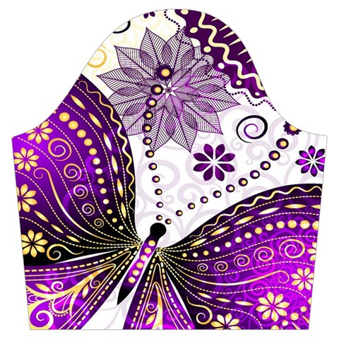 Purple Butterflies, Abstract, Floral, Flowers Trumpet Sleeve Cropped Top from ArtsNow.com Sleeve Right