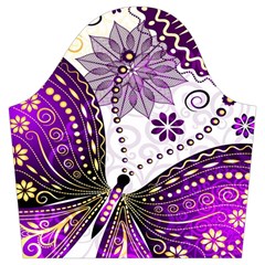 Purple Butterflies, Abstract, Floral, Flowers Trumpet Sleeve Cropped Top from ArtsNow.com Sleeve Right