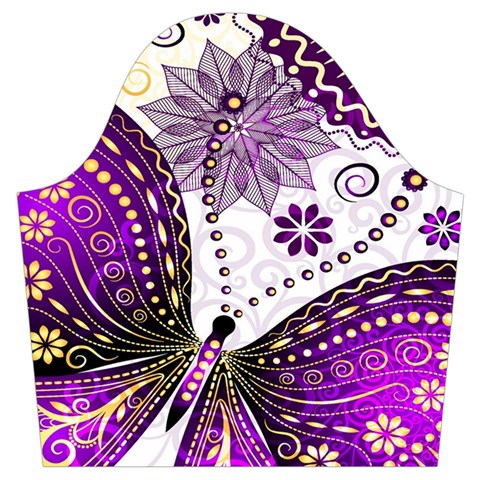 Purple Butterflies, Abstract, Floral, Flowers Trumpet Sleeve Cropped Top from ArtsNow.com Sleeve Left