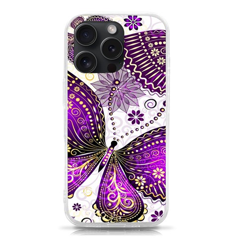 Purple Butterflies, Abstract, Floral, Flowers iPhone 15 Pro TPU UV Print Case from ArtsNow.com Front