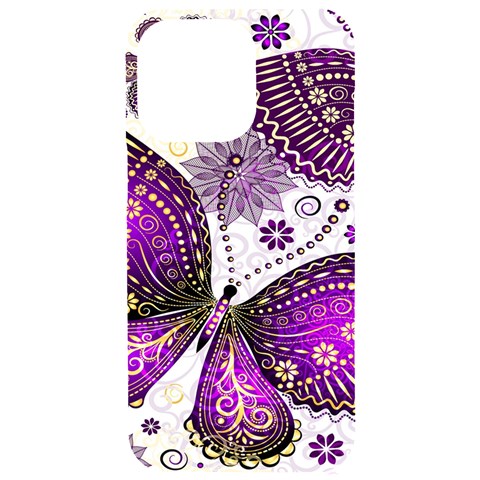 Purple Butterflies, Abstract, Floral, Flowers iPhone 15 Pro Max Black UV Print PC Hardshell Case from ArtsNow.com Front