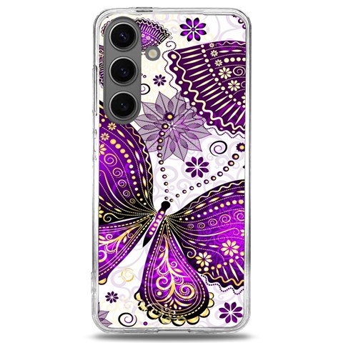 Purple Butterflies, Abstract, Floral, Flowers Samsung Galaxy S24 6.2 Inch TPU UV Case from ArtsNow.com Front