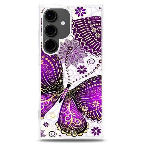 Purple Butterflies, Abstract, Floral, Flowers Samsung Galaxy S24 Plus 6.7 Inch TPU UV Case from ArtsNow.com Front