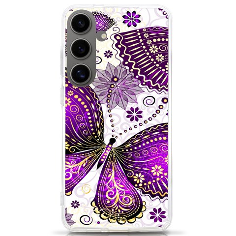 Purple Butterflies, Abstract, Floral, Flowers Samsung Galaxy S24 Ultra 6.9 Inch TPU UV Case from ArtsNow.com Front