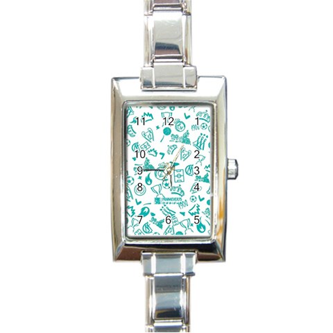 Real Madrid, Background, Pattern, Sport Rectangle Italian Charm Watch from ArtsNow.com Front