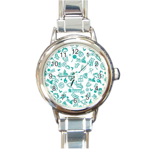 Real Madrid, Background, Pattern, Sport Round Italian Charm Watch from ArtsNow.com Front