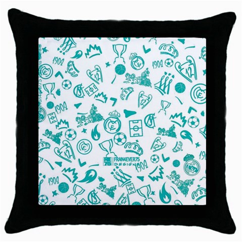 Real Madrid, Background, Pattern, Sport Throw Pillow Case (Black) from ArtsNow.com Front