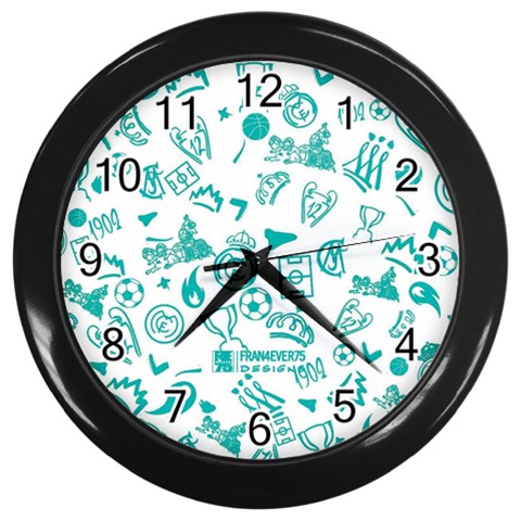 Real Madrid, Background, Pattern, Sport Wall Clock (Black) from ArtsNow.com Front