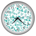 Real Madrid, Background, Pattern, Sport Wall Clock (Silver)