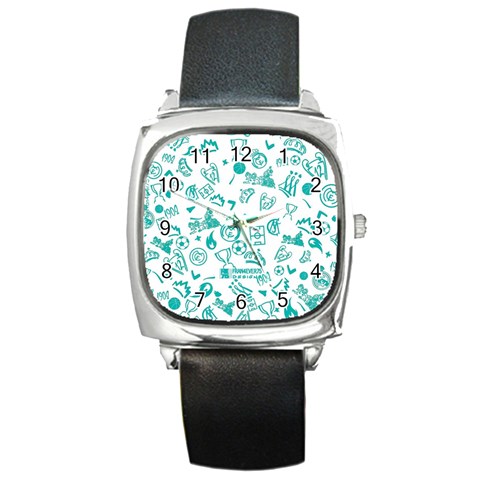 Real Madrid, Background, Pattern, Sport Square Metal Watch from ArtsNow.com Front