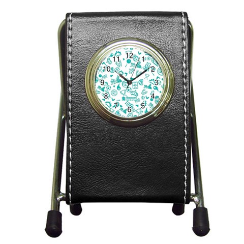 Real Madrid, Background, Pattern, Sport Pen Holder Desk Clock from ArtsNow.com Front