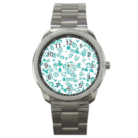 Real Madrid, Background, Pattern, Sport Sport Metal Watch from ArtsNow.com Front